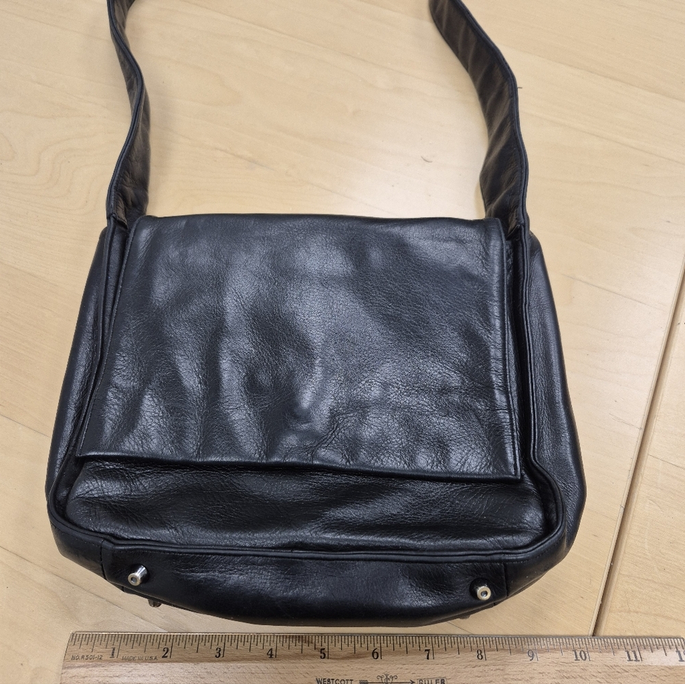 Danier Black Leather Messenger Bag